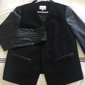 Ann Taylor LOFT blazer, faux leather sleeves